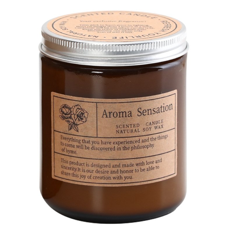 Wholesale & Customization 200g Tawny jar Glass bottle scented candle Smokeless soy wax Bedroom household scented candle