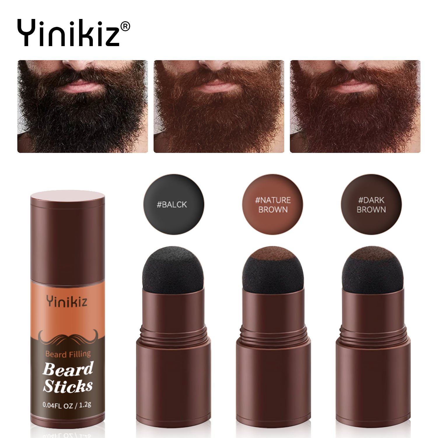 Yinikiz OEM Hot Sale one step Beard Pen Filler Waterproof&Long Lasting Natural Looking Beard Filling Stick Powder for Men