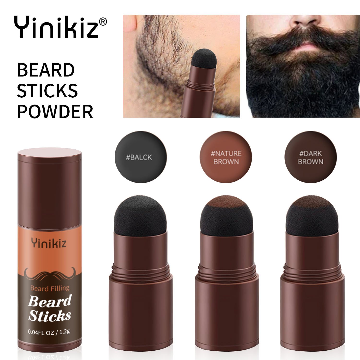 Yinikiz OEM Hot Sale one step Beard Pen Filler Waterproof&Long Lasting Natural Looking Beard Filling Stick Powder for Men