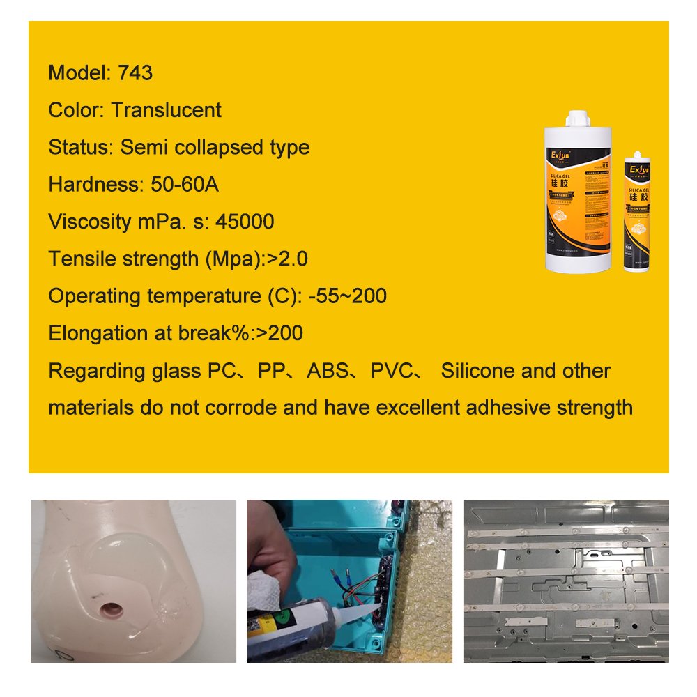 743 Translucent High Strength Adhesive Organic Silicone Electronic and Electrical Components Automotive and Home Appliances