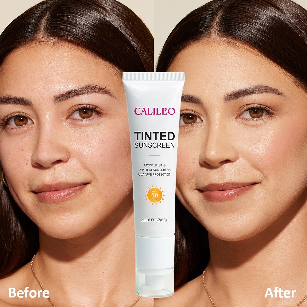 Premium face sunscreen 60g Anti-Aging Tinted Moisturizer All-In-One Face Sunscreen and Foundation Cream with SPF 50+
