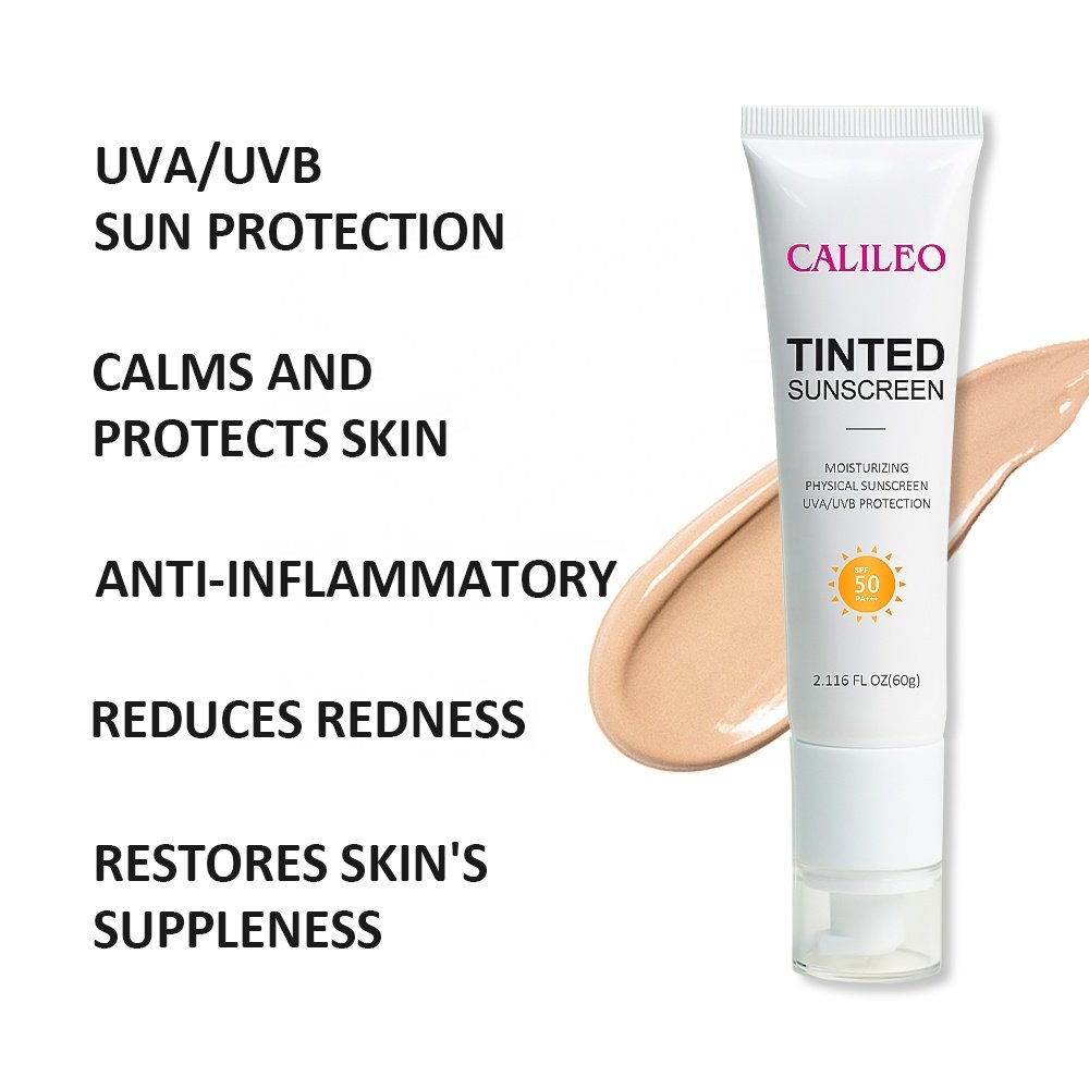 Premium face sunscreen 60g Anti-Aging Tinted Moisturizer All-In-One Face Sunscreen and Foundation Cream with SPF 50+