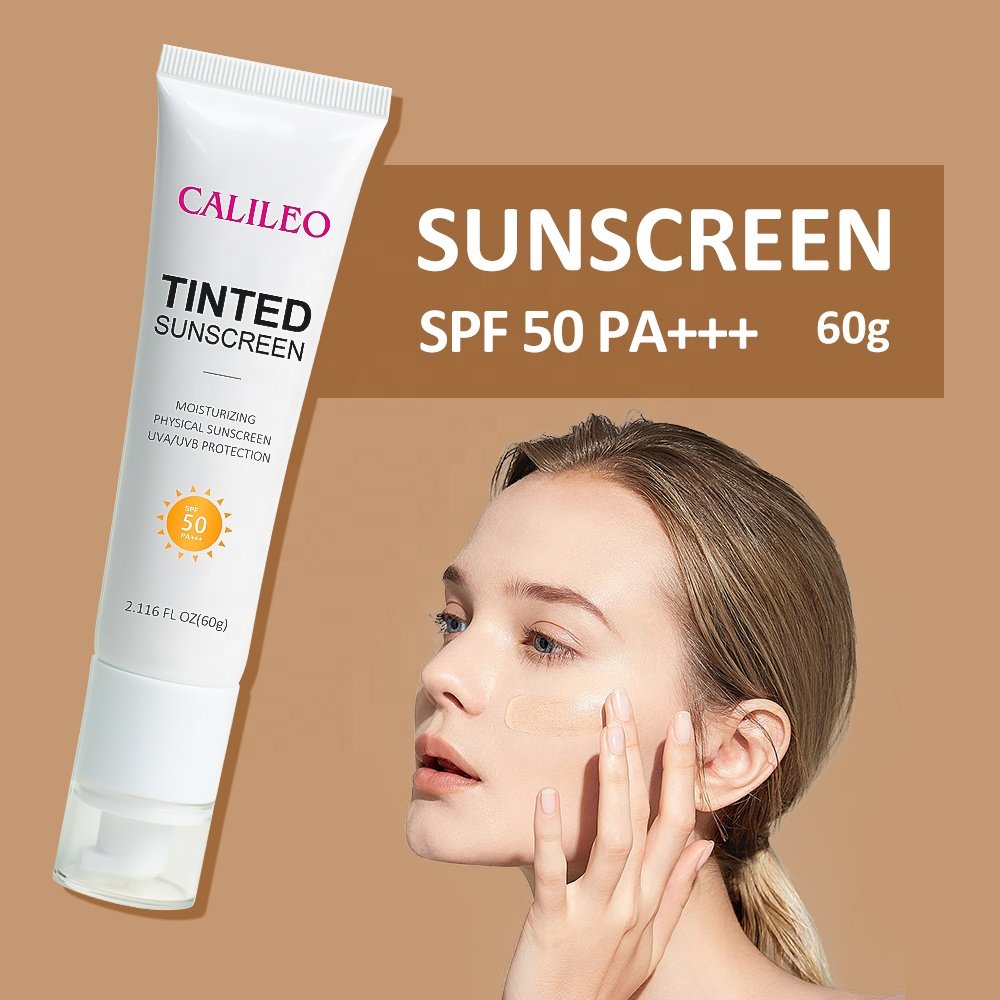 Premium face sunscreen 60g Anti-Aging Tinted Moisturizer All-In-One Face Sunscreen and Foundation Cream with SPF 50+