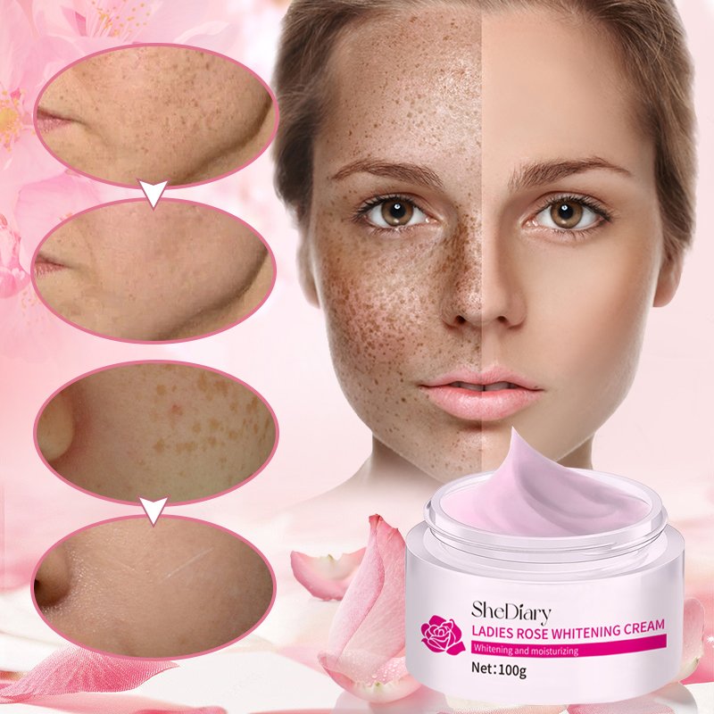SheDiary Rose Face Skin Lightening Dark Spot Cream Natural Brightening Nicotinamide Skin Whitening Facial Care Cream