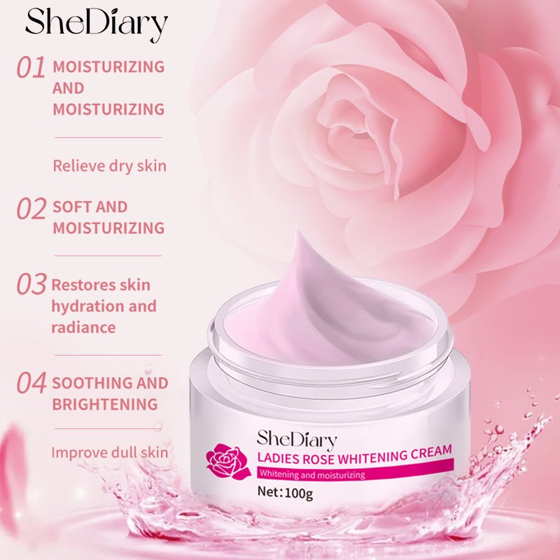 SheDiary Rose Face Skin Lightening Dark Spot Cream Natural Brightening Nicotinamide Skin Whitening Facial Care Cream