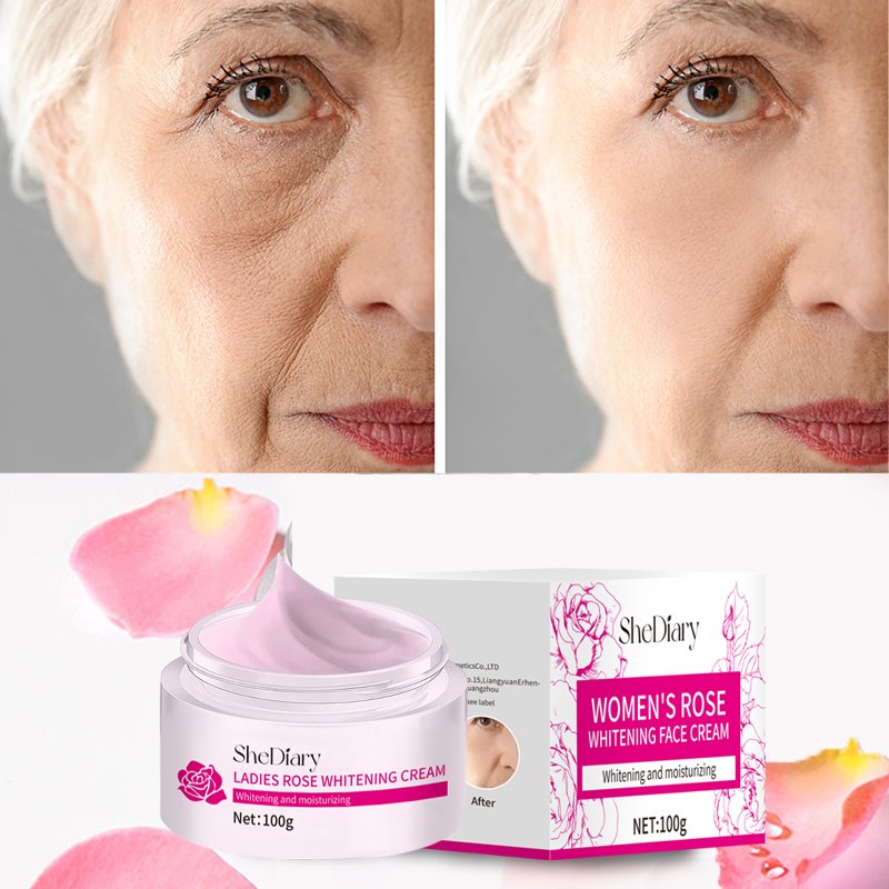 SheDiary Rose Face Skin Lightening Dark Spot Cream Natural Brightening Nicotinamide Skin Whitening Facial Care Cream