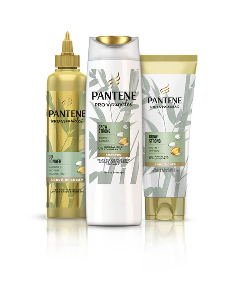 PantenePro-V Miracles Grow Strong Shampoo with Biotin and Bamboo, Pack of 6 (6 x 250 ml) Beauty Hair Loss Woman, Hair Care
