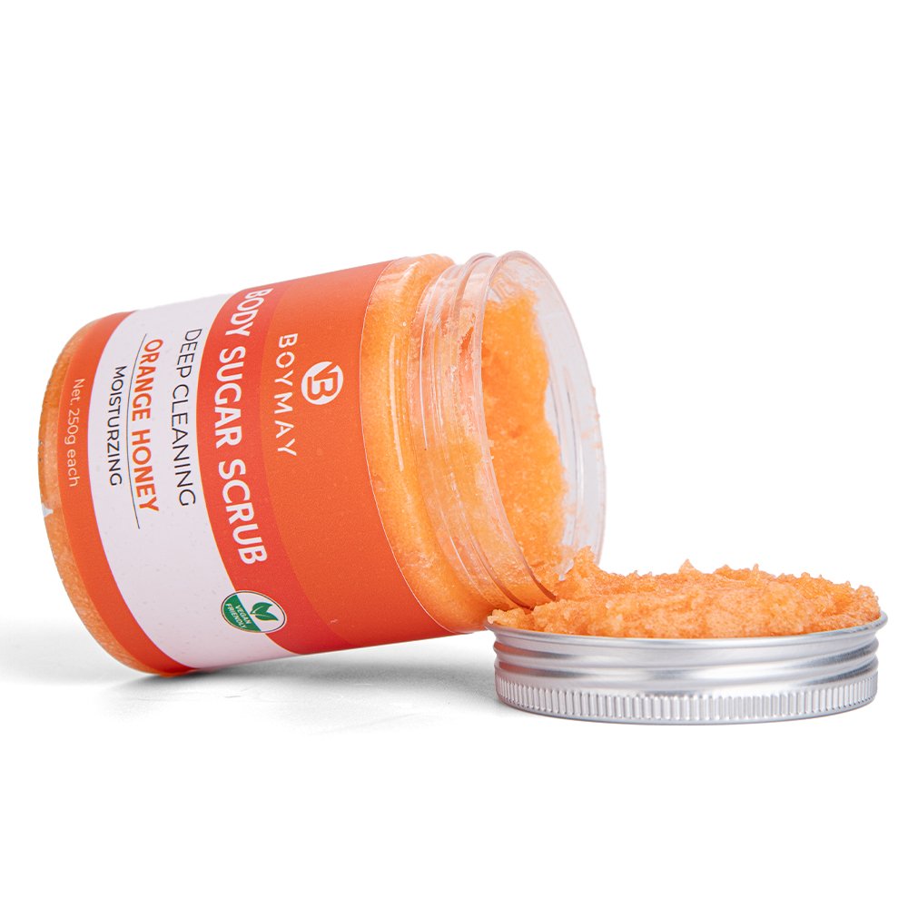 Natural Ingredients Orange Honey Shea Butter Moisturize Deep Cleaning Sugar Body Scrub For Birthday Gifts