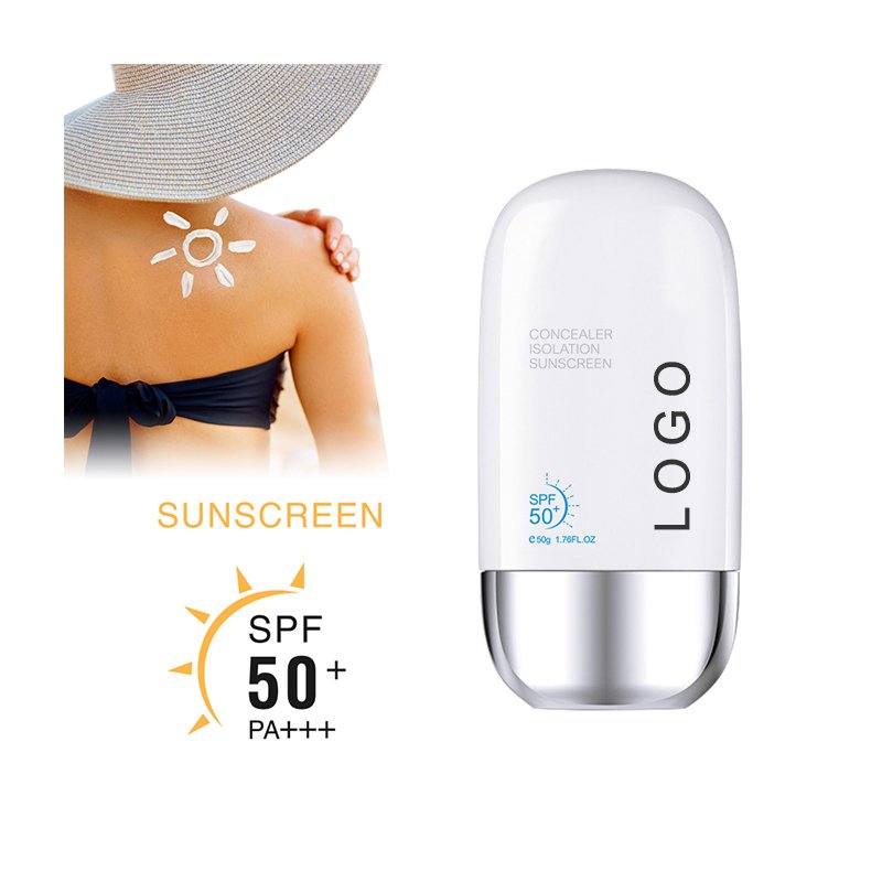 Private label custom logo cream/lotion color zinc oxide whitening oil control long lasting waterproof spf 50+ body sunscreen