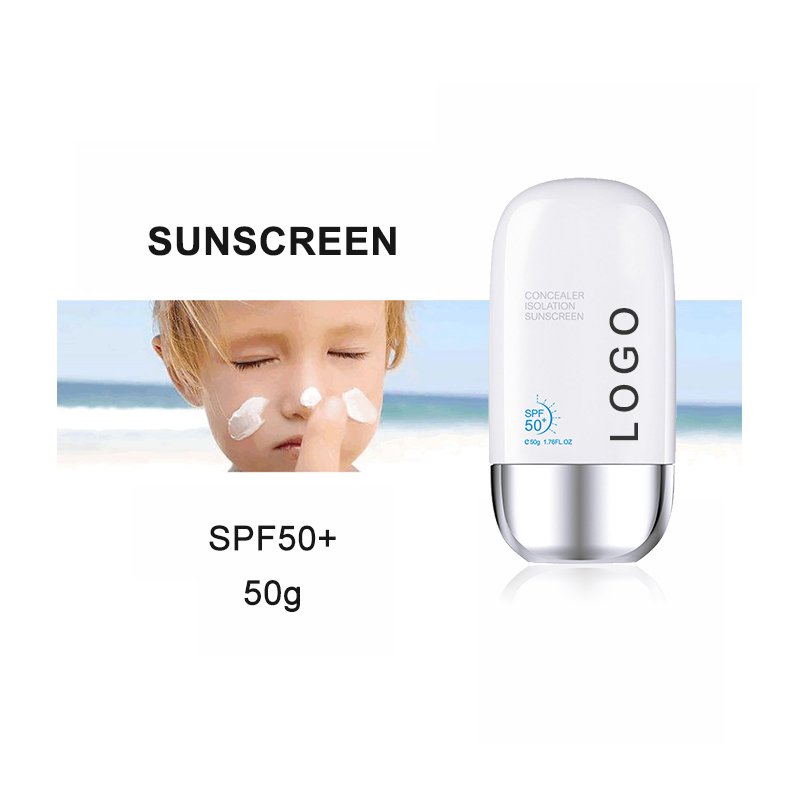 Private label custom logo cream/lotion color zinc oxide whitening oil control long lasting waterproof spf 50+ body sunscreen