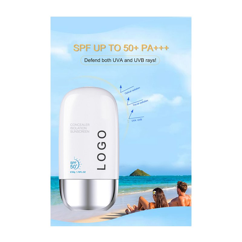 Private label custom logo cream/lotion color zinc oxide whitening oil control long lasting waterproof spf 50+ body sunscreen