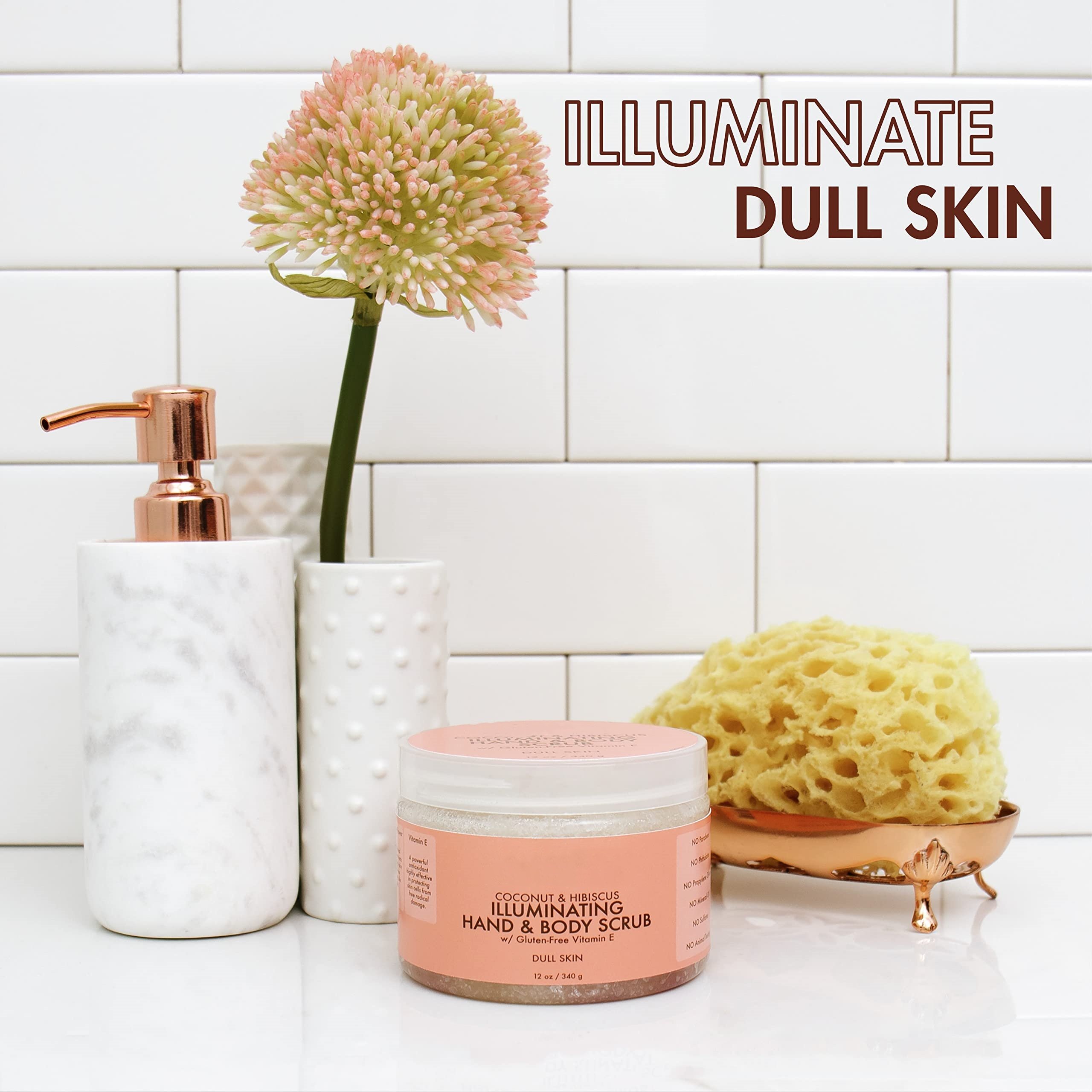 OEM Wholesale Organic Whitening Coconut Hibiscus Illuminating Vitamin e Hand Body Scrub