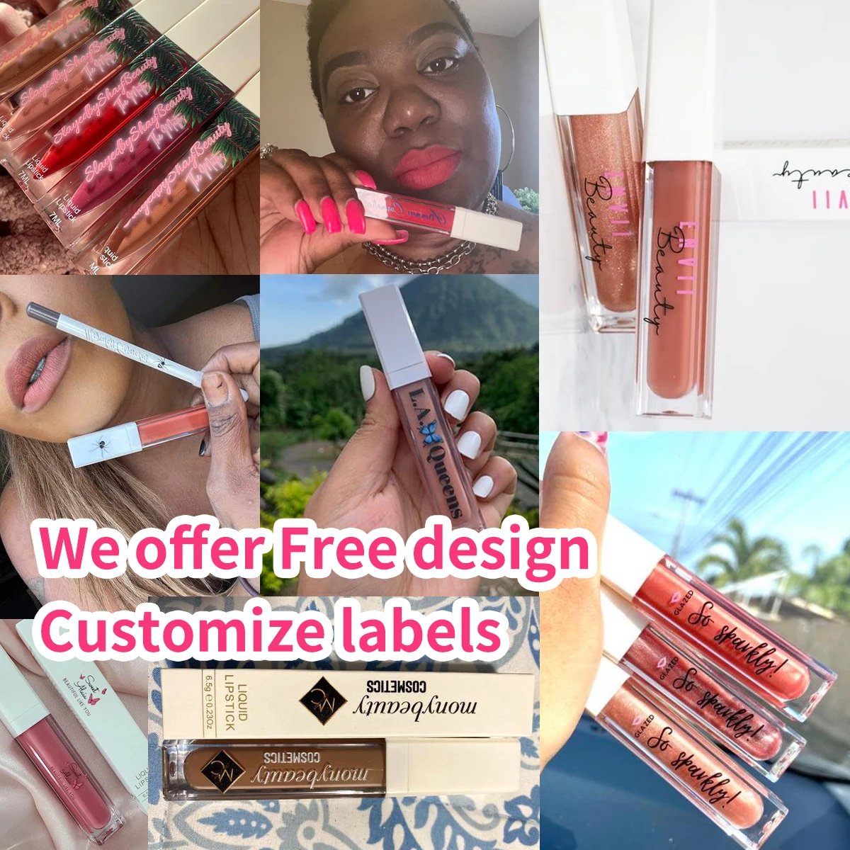 Custom logo cruelty free en gros glossy long lasting make up lipgloss hydrating high pigment plump lip gloss