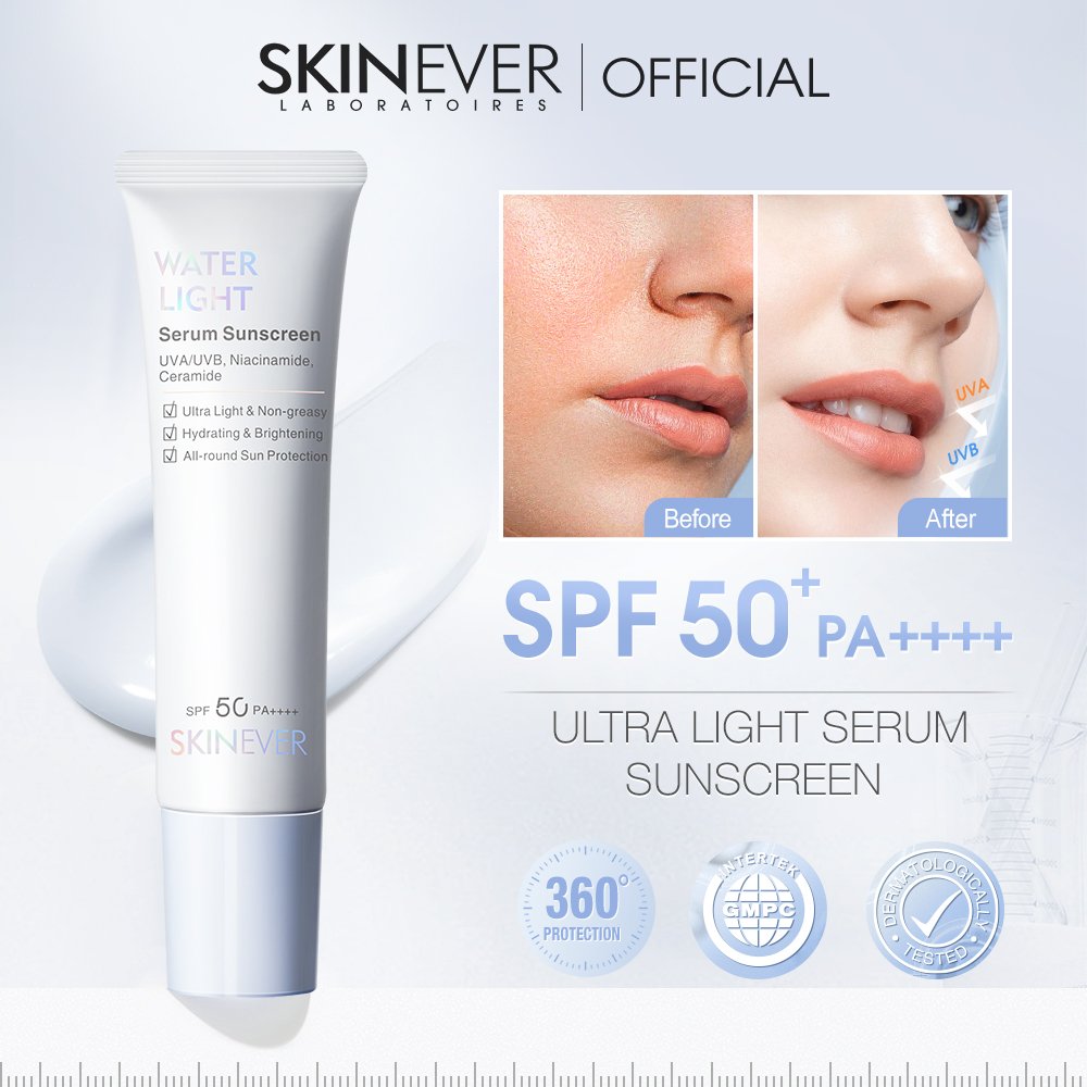 SKINEVER Aloe-Infused Mineral Water Light Serum Sunscreen Ultra-Light Non-Greasy Face Lotion Hydrating Brightening 50 Sunblock