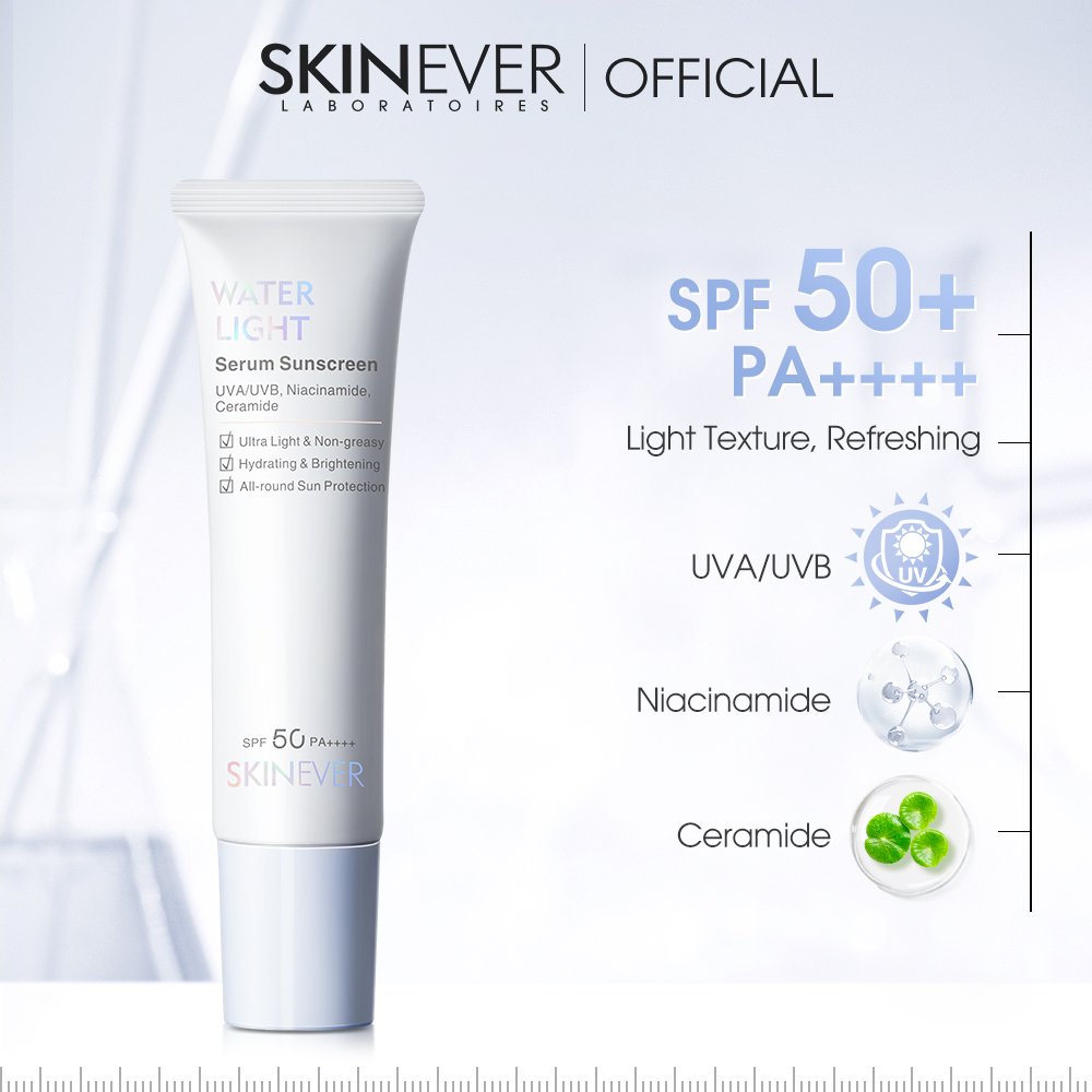 SKINEVER Aloe-Infused Mineral Water Light Serum Sunscreen Ultra-Light Non-Greasy Face Lotion Hydrating Brightening 50 Sunblock
