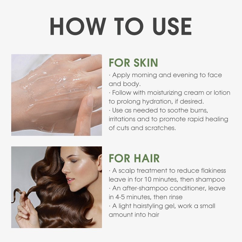 Smoothing Gel Aloe Vera Cruelty-free Moisturizing & Nourishing and Hyaluronic acid & Organic Vegan Aloe Vera Gel Skin