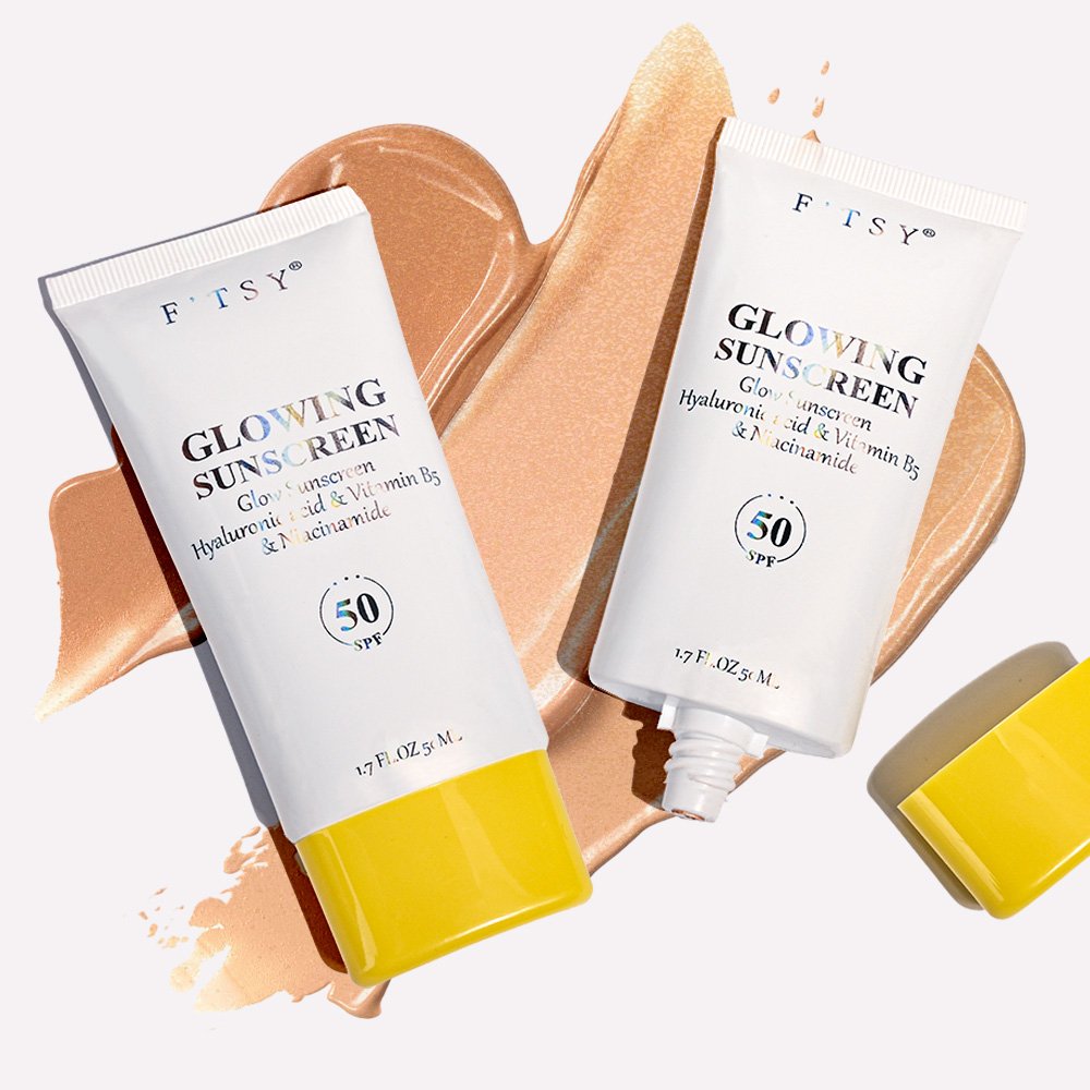 Custom Logo Tinted Sunscreen Spf 50 High Gloss UVA UVB Moisturizing For Black Skin Lightening Sunscreen