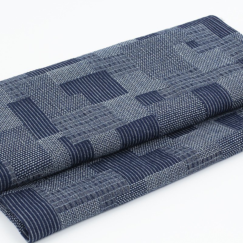 New Design casual style, Eco Friendly Blue color denim stretch bamboo hemp cotton Blend jacquard fabrics for Jeans Pants/