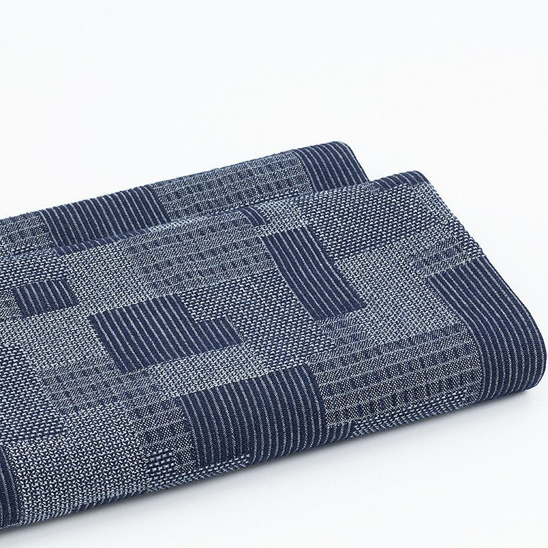New Design casual style, Eco Friendly Blue color denim stretch bamboo hemp cotton Blend jacquard fabrics for Jeans Pants/