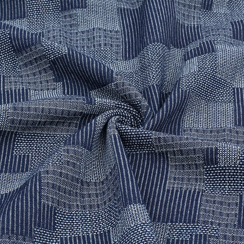 New Design casual style, Eco Friendly Blue color denim stretch bamboo hemp cotton Blend jacquard fabrics for Jeans Pants/