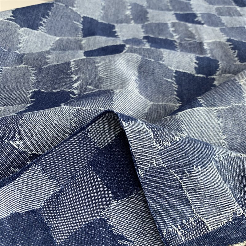 New Design casual style, Eco Friendly Blue color denim stretch bamboo hemp cotton Blend jacquard fabrics for Jeans Pants/