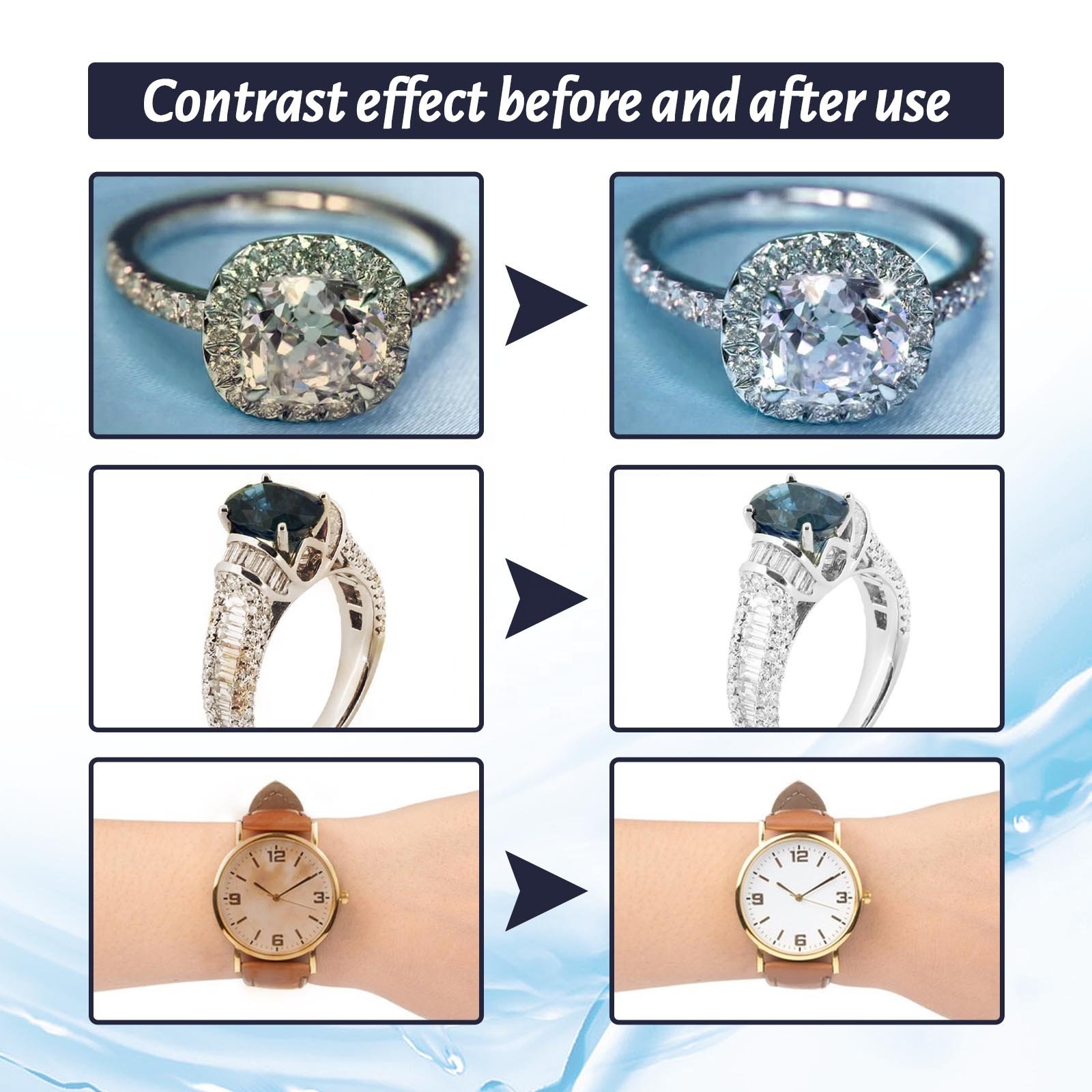 Jaysuing Instant Cleaning Solution Gold Watches Dial Diamond Rings Stains Remover Jewelry Cleaner Liquid Polish Spray Kit