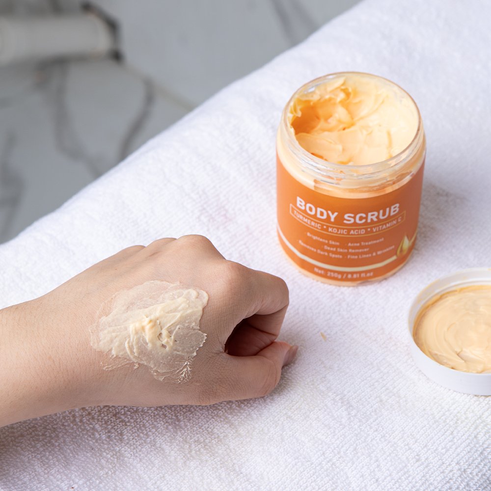 Wholesale OEM Private Label Anti Aging Skincare Colorful Olive Oil Organic Turmeric Body Scrub For All Skin Type