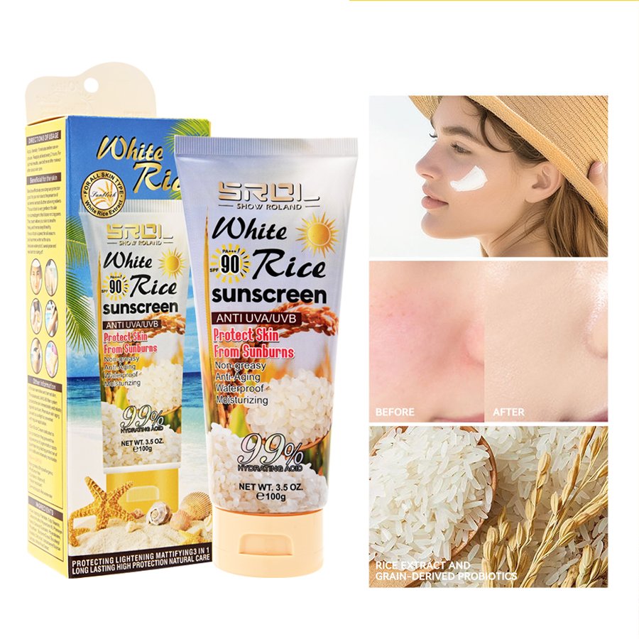 Wholesale Organic SPF 60 Brightening Waterproof Sunscreen Cream Facial Skin Care Physical Sunblock Lotion for Face and Body