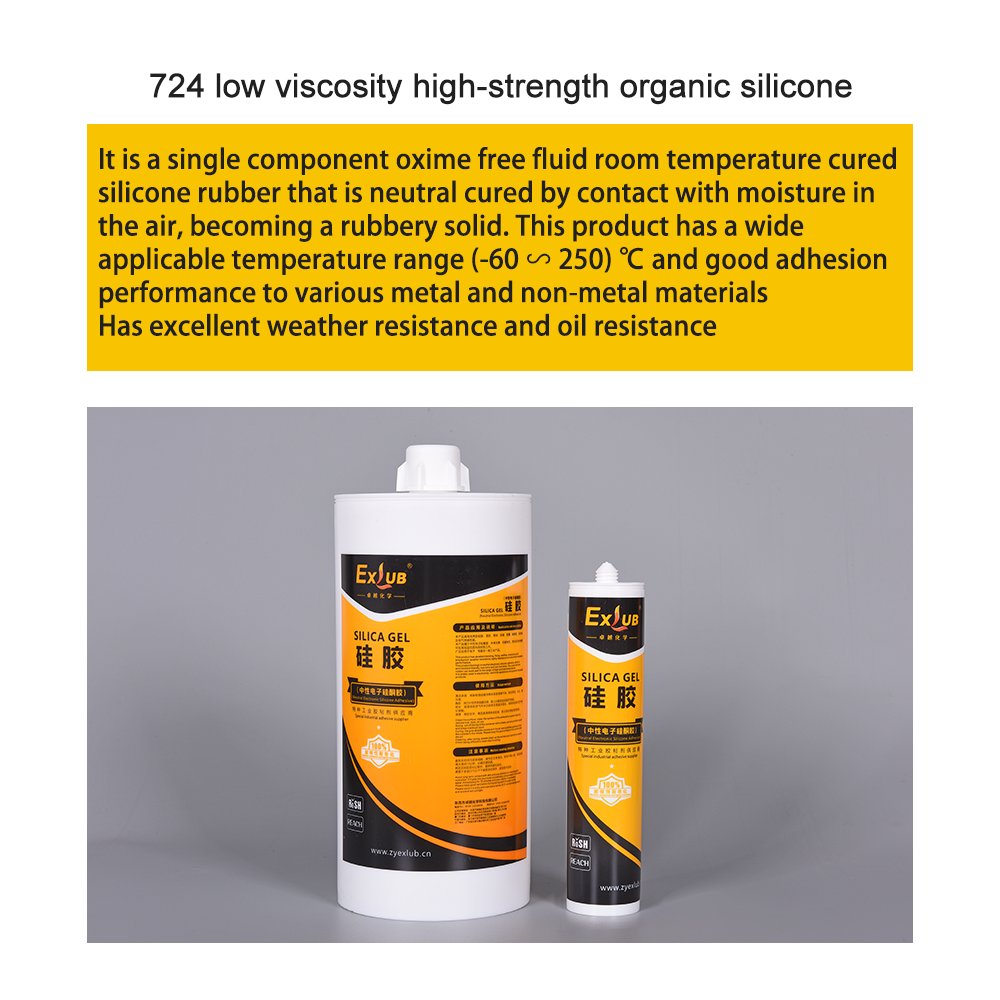724 Low viscosity Deoxime type High strength Organic Silicone Glass Metal Plastic Adhesive Sealing Silicone