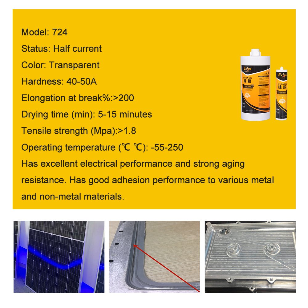 724 Low viscosity Deoxime type High strength Organic Silicone Glass Metal Plastic Adhesive Sealing Silicone