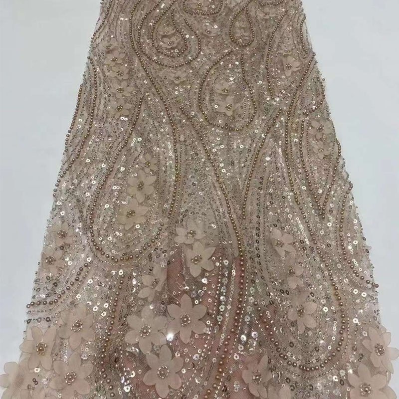 Wholesale Swarovski Crystals Lace Embroidery Tulle Embroidery Fabric Silver for Veil Wedding