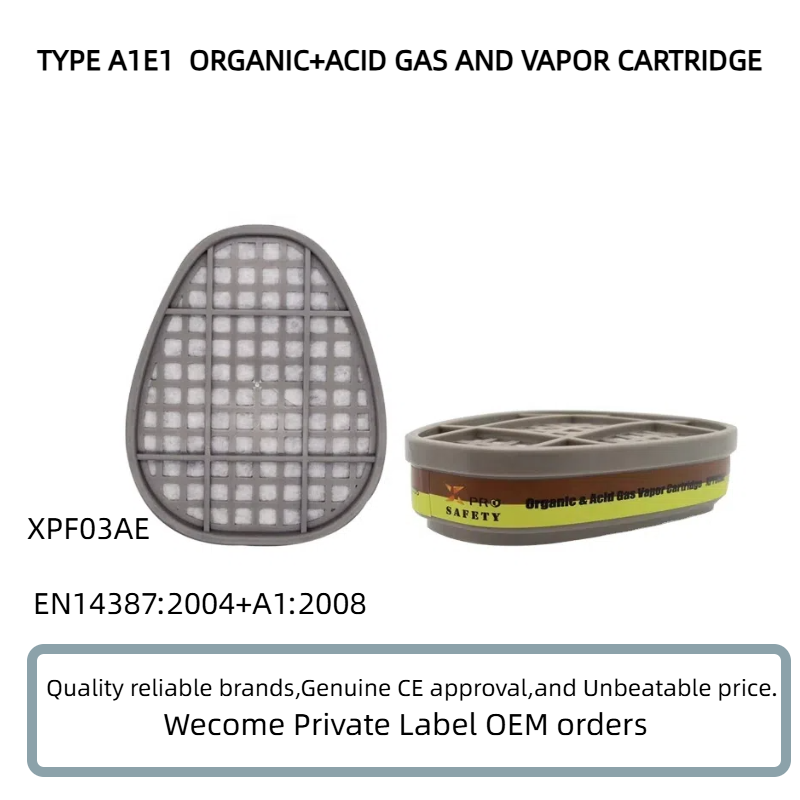 XPRO Gas Mask Manufacturer Supply Chemical A1E1 Organic Acid Gas Vapor Respirator Double Cartridge For Gas Mask Respirators