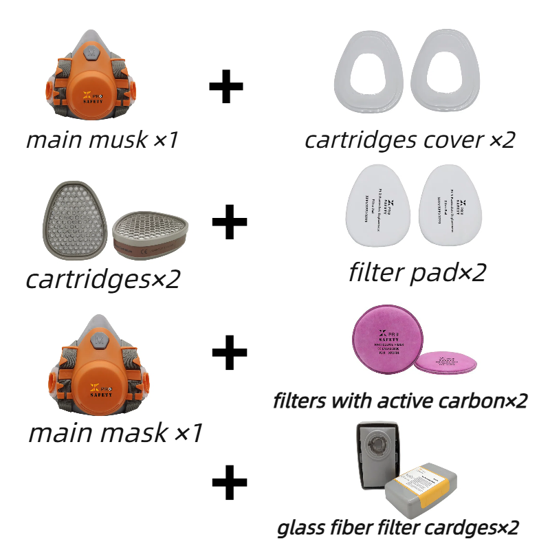 XPRO Gas Mask Manufacturer Supply Chemical A1E1 Organic Acid Gas Vapor Respirator Double Cartridge For Gas Mask Respirators