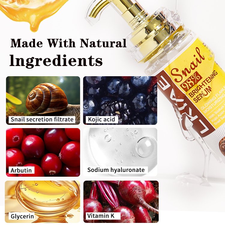 Private Label Dark Spot Eraser Vitamin Snail Hyaluronic Acid Anti wrinkle Moisturizing Whitening Face Serum For Black Skin