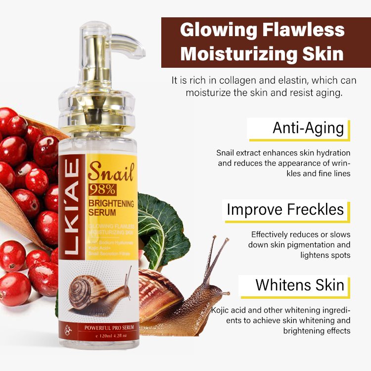 Private Label Dark Spot Eraser Vitamin Snail Hyaluronic Acid Anti wrinkle Moisturizing Whitening Face Serum For Black Skin