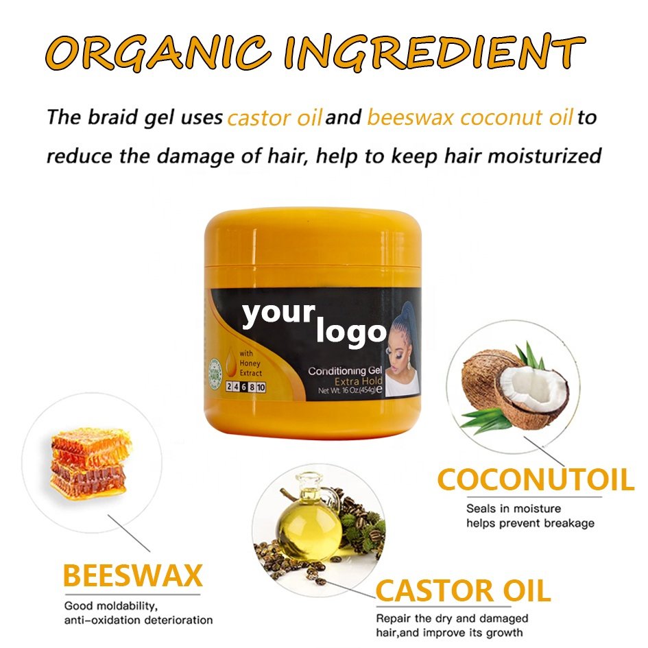 Smooth Edge Control Braid Gel shine jam hair wholesale conditioning gel extra hold private label Braid Gel