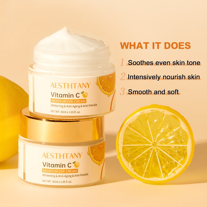 Private Label Organic Face Moisturizer Anti Aging Acne Freckle Whitening Vitamin C Face Cream 30g