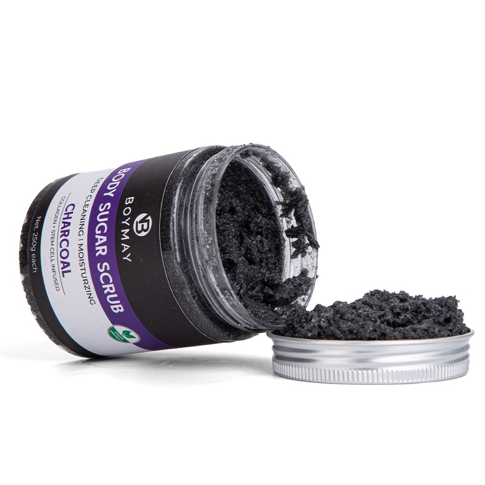Home Spa Essential Oil Fights Stretch Marks Collagen Stem Cell Infused Charcoal Sugar Body Scrub