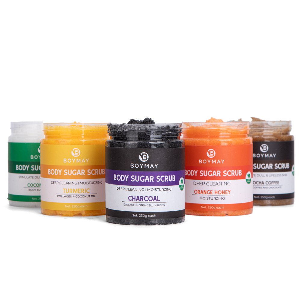 Home Spa Essential Oil Fights Stretch Marks Collagen Stem Cell Infused Charcoal Sugar Body Scrub