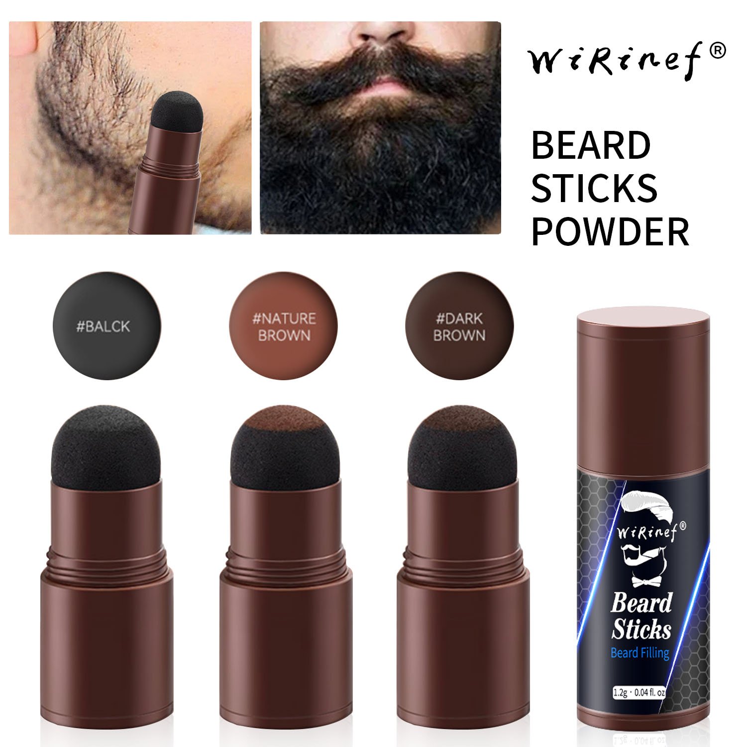WiRinef OEM Hot Sale one step Beard Pen Filler Waterproof&Long Lasting Natural Looking Beard Filling Stick Powder for Men