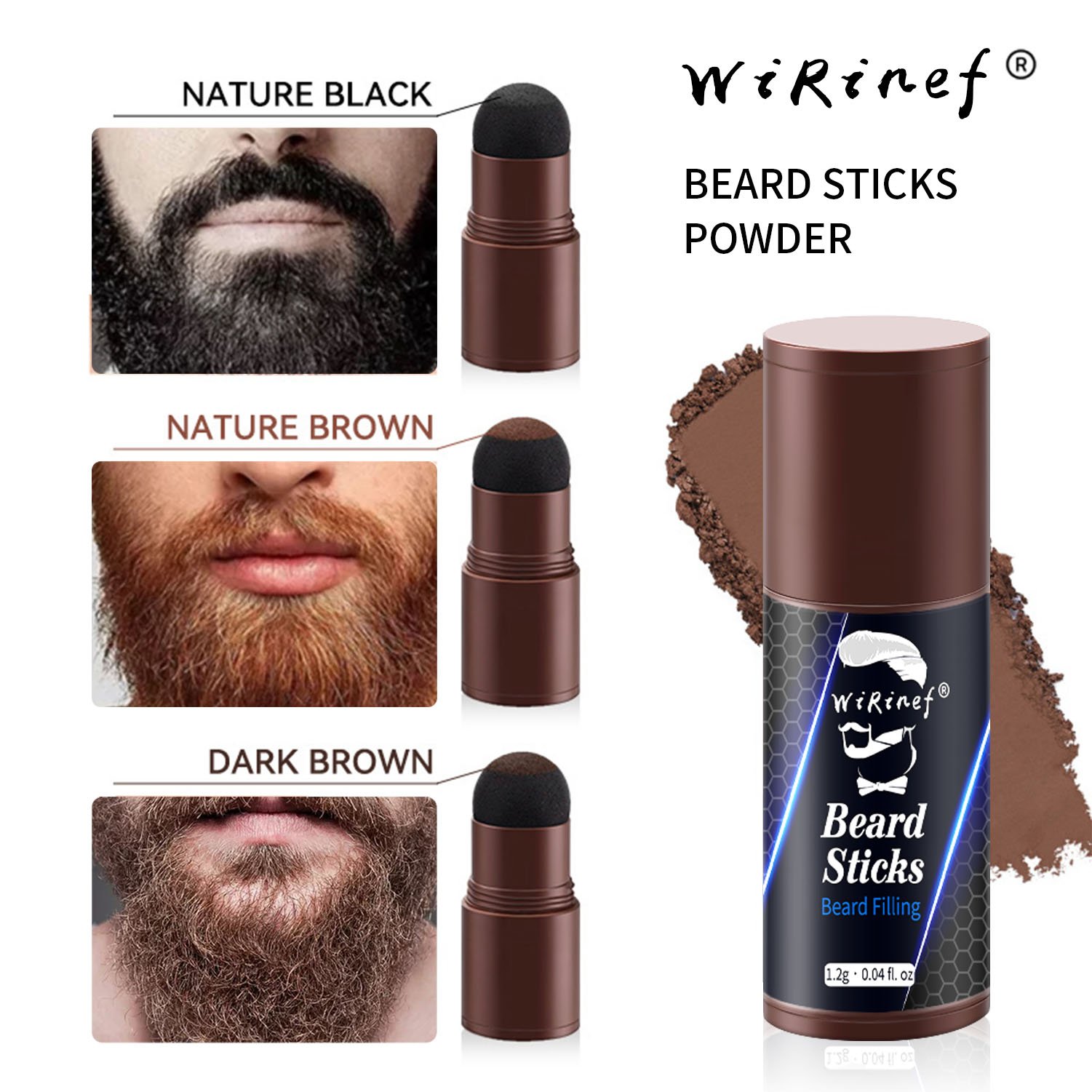 WiRinef OEM Hot Sale one step Beard Pen Filler Waterproof&Long Lasting Natural Looking Beard Filling Stick Powder for Men