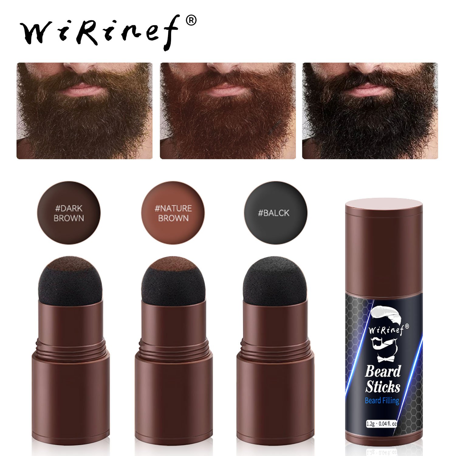 WiRinef OEM Hot Sale one step Beard Pen Filler Waterproof&Long Lasting Natural Looking Beard Filling Stick Powder for Men
