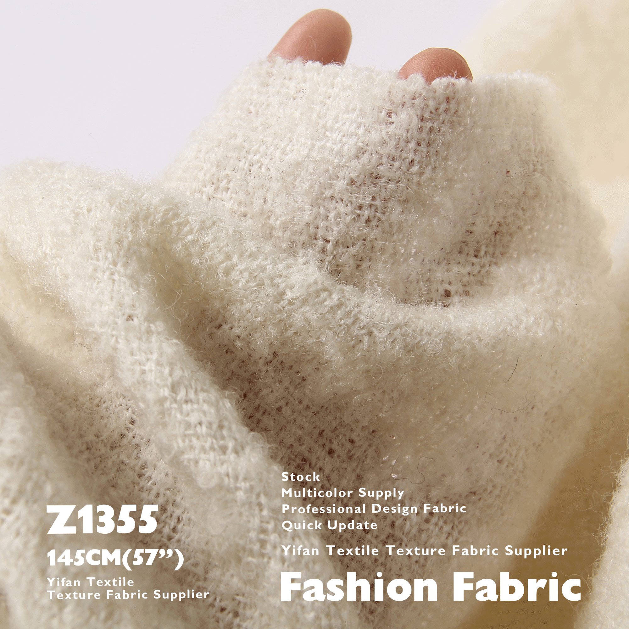 Fashion Fabric Woven Mesh Texture Sparse Needle Plain Fleece Warm Plush Wool Fabric For Cardigan Sweater Jacket
