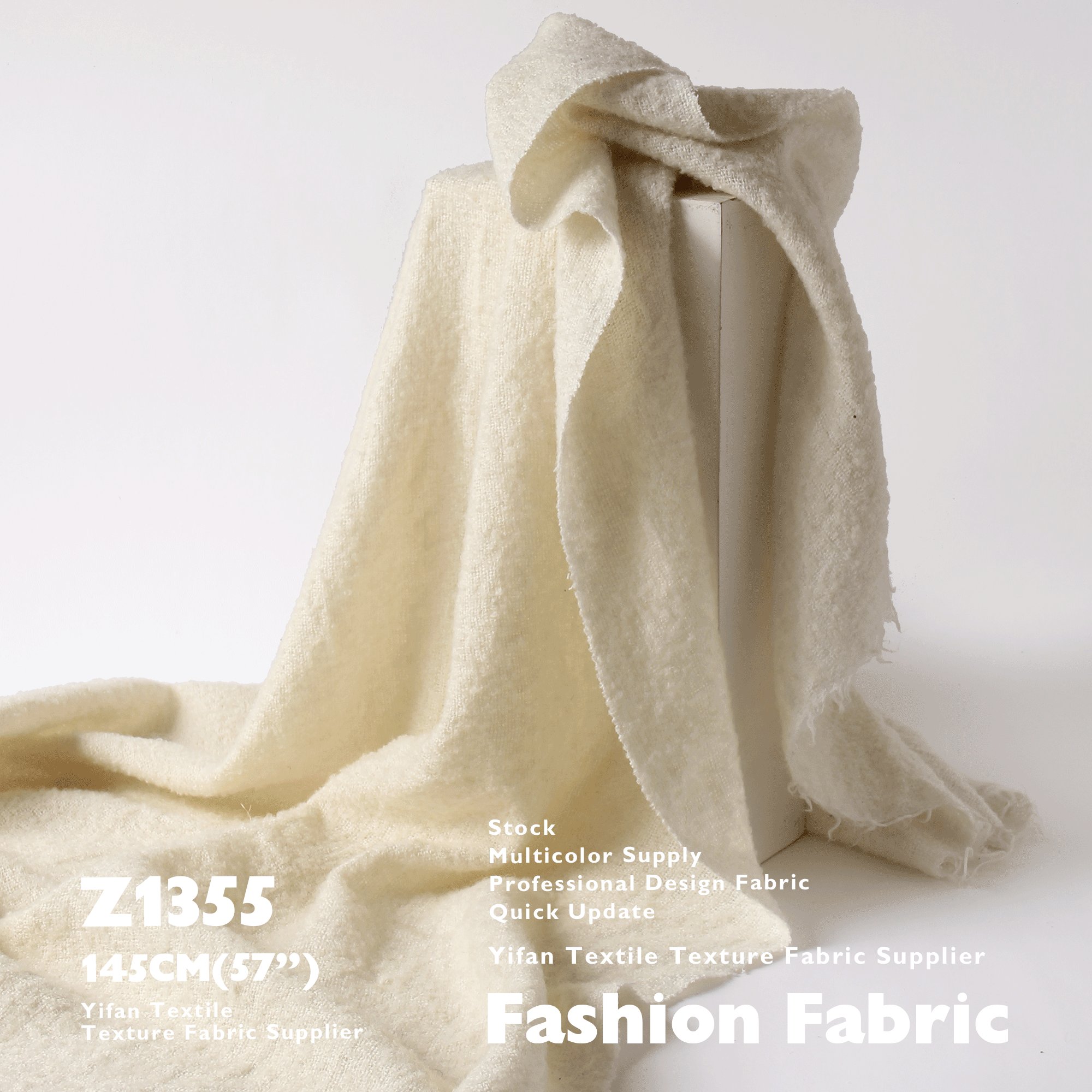 Fashion Fabric Woven Mesh Texture Sparse Needle Plain Fleece Warm Plush Wool Fabric For Cardigan Sweater Jacket
