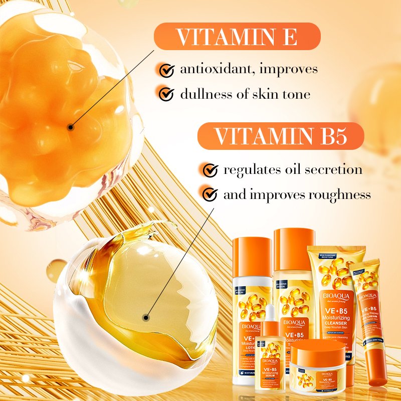 OEM/ODM BIOAQUA Private Label Vitamin E B5 Nourish Beauty Cosmetic Products Anti Wrinkle Whitening Hydrating Skin Care Set