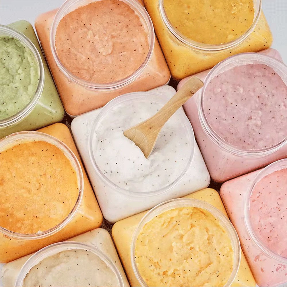 OEM ODM Private Label Body Scrub Natural Fruit Skin Brightening Exfoliating Sea Salt Face and Body Scrub