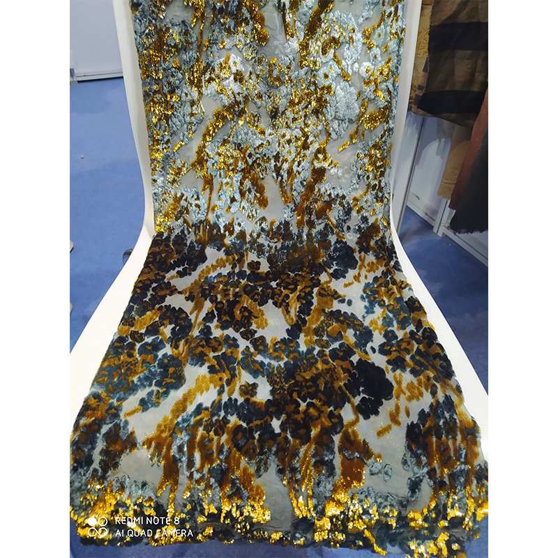 Best Quality Somalian Fransanwi Dirac Garbasa Sets Hand Printing Metallic Lurex Pure Silk Velvet Fabric Dirac Somali/