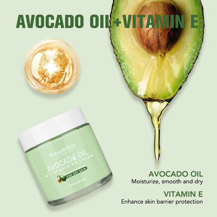RubioAroma Organic Avocado Moisturizer Facial Cream Anti-Aging Vegetarian Day And Night Beauty Cream Repair Skin Nourishing Face