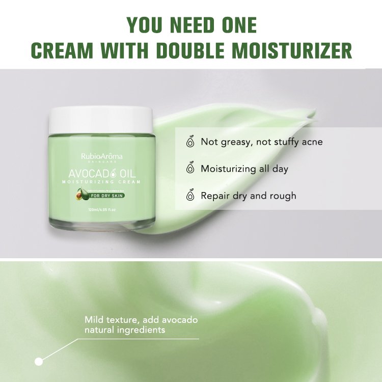 RubioAroma Organic Avocado Moisturizer Facial Cream Anti-Aging Vegetarian Day And Night Beauty Cream Repair Skin Nourishing Face
