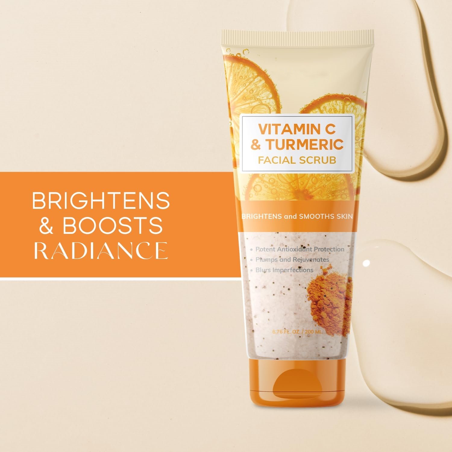 Custom Logo Improve Dark Spot Anti Aging Exfoliating Clears Blackheads Vitamin c Turmeric Facial Body Scrub